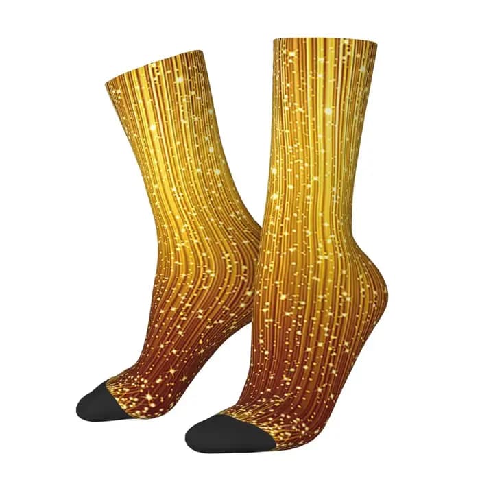 Bas d'équipage toutes saisons, chaussettes à paillettes dorées, chaussettes longues amusantes, acces