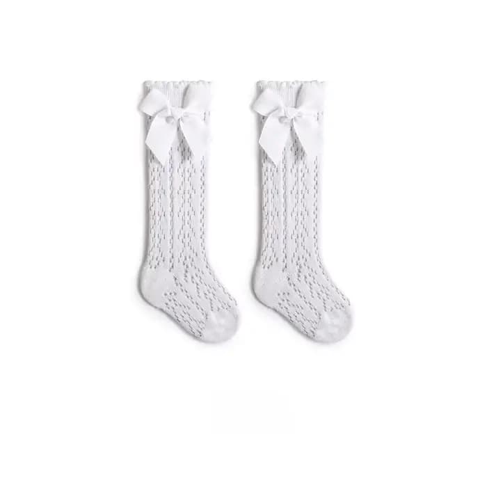Chaussettes en maille de coton avec nœud papillon pour bébé fille, respirantes, style espagnol, pour