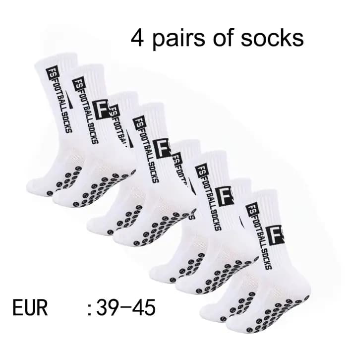 4 paires de chaussettes de football pour hommes avec grip antidérapant, chaussettes athlétiques anti