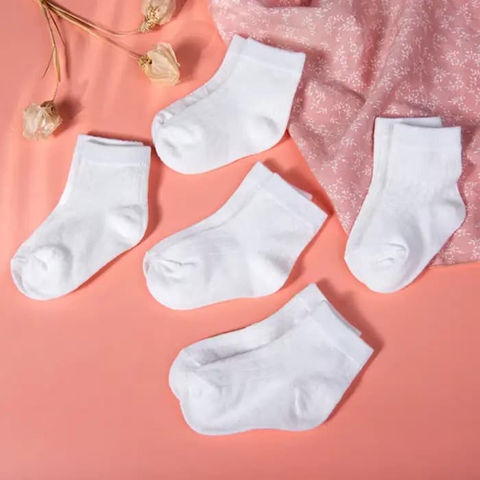 5 paires/lot nouvelles chaussettes blanches pour bébés garçons et filles