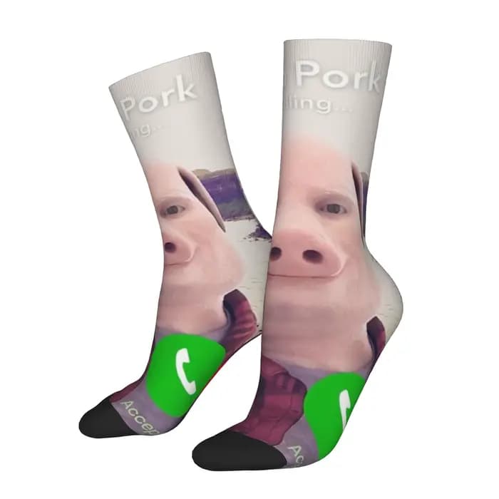 Chaussettes fantaisie John Pork, motif Hip Hop de qualité, imprimées, pour hommes, chaussettes monta