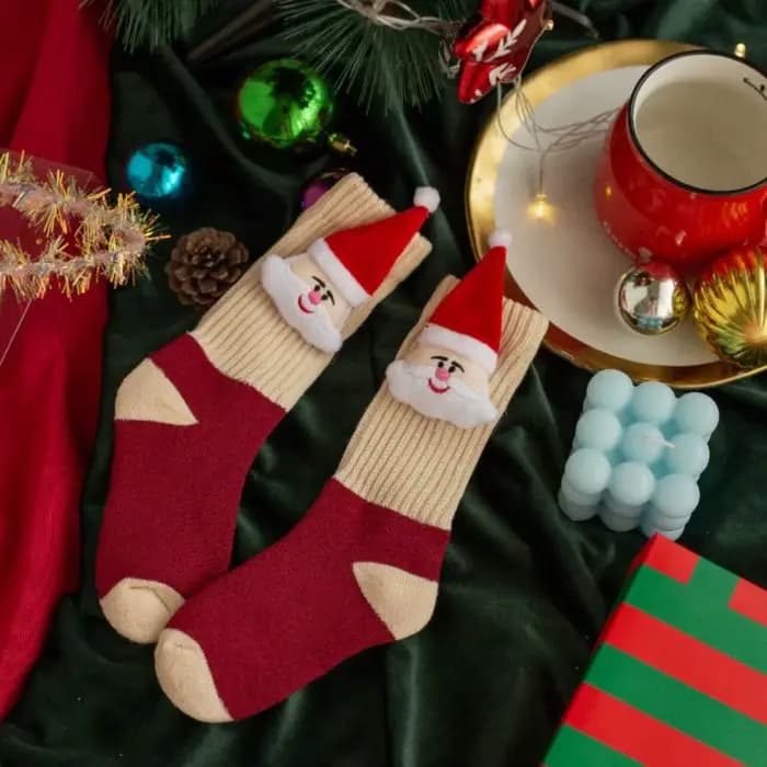 Chaussettes de noël en coton respirant pour enfants, bonneterie de dessin animé père noël Elk, acces