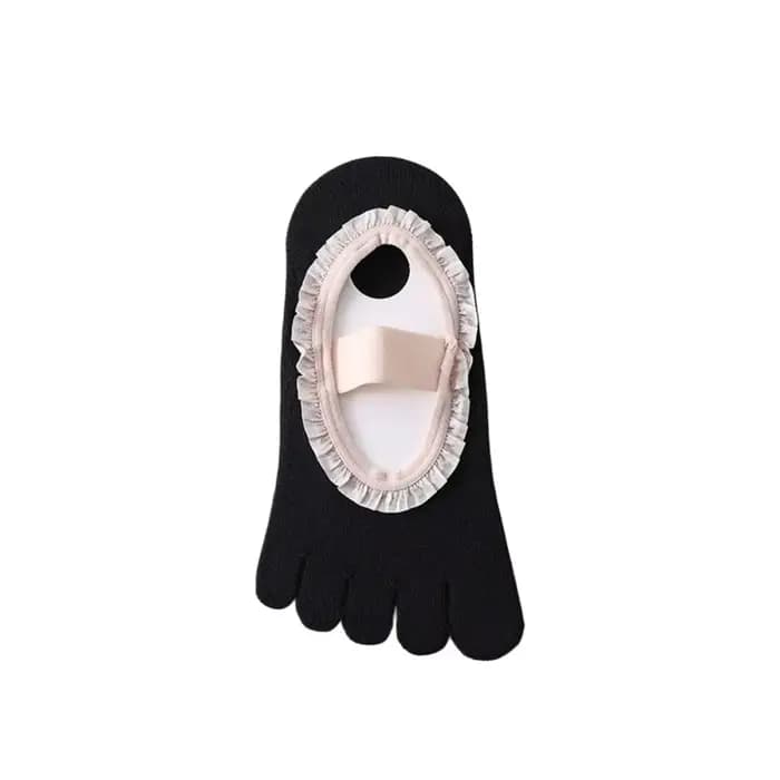 Chaussettes de Pilates à cinq orteils avec grip en silicone plissé, élastiques, antidérapantes, bass