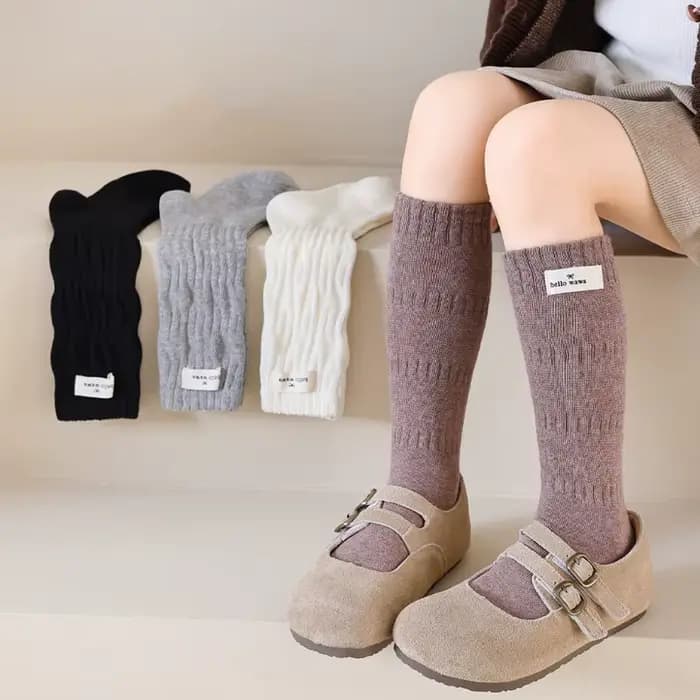 Chaussettes longues pour filles, printemps automne, nouvelles chaussettes en coton pour enfants, cha