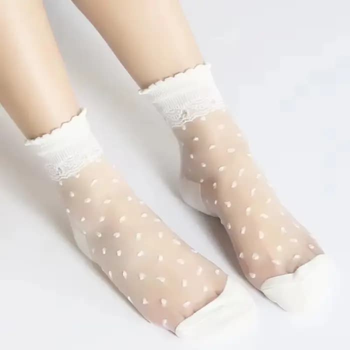 Chaussettes invisibles pour femmes, chaussettes d'été en dentelle, chaussettes en soie cristalline à