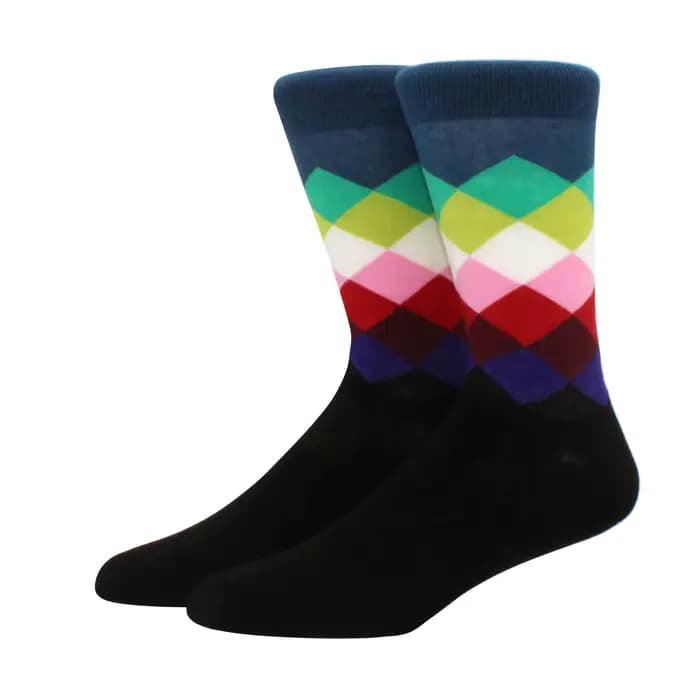 Chaussettes joyeuses amusantes pour hommes, paragraphe fin, motif diamant, Tube tridimensionnel Argy