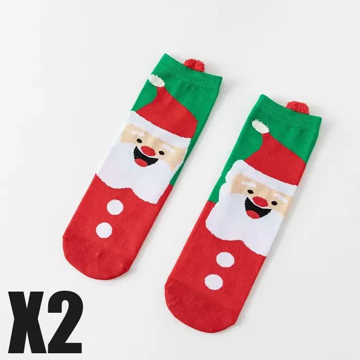 2 paires de chaussettes de noël amusantes, dessin animé, élan, neige, arbre de noël, pour femmes et 