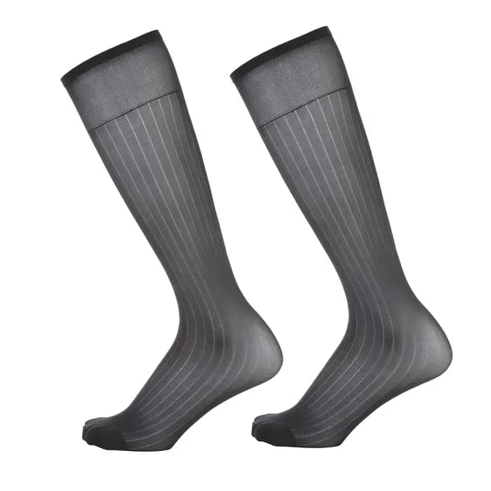 Chaussettes Ultra-fines pour hommes, costume d'affaires, chaussettes à Tube Long, bas transparents S