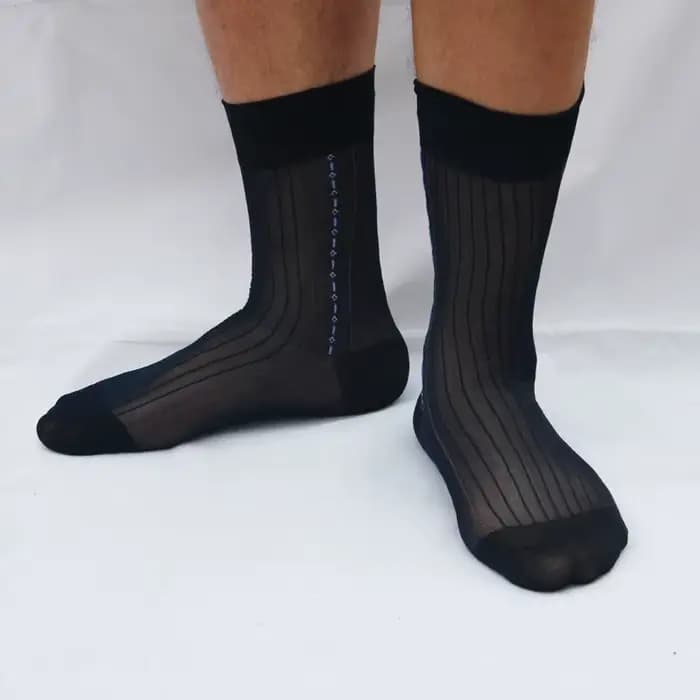 Chaussettes en nylon doux et soyeux pour hommes, chaussettes formelles en maille transparente, chaus