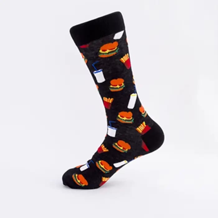 Chaussettes Happy Cartoon pour hommes, grande taille, coton, bière Burger, nouveau, Meias, 2020, 514