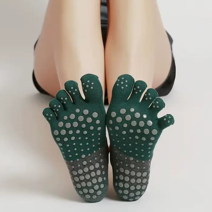 Chaussettes de Yoga à cinq doigts en Silicone, antidérapantes, pour femmes, dos nu, Fitness, danse d