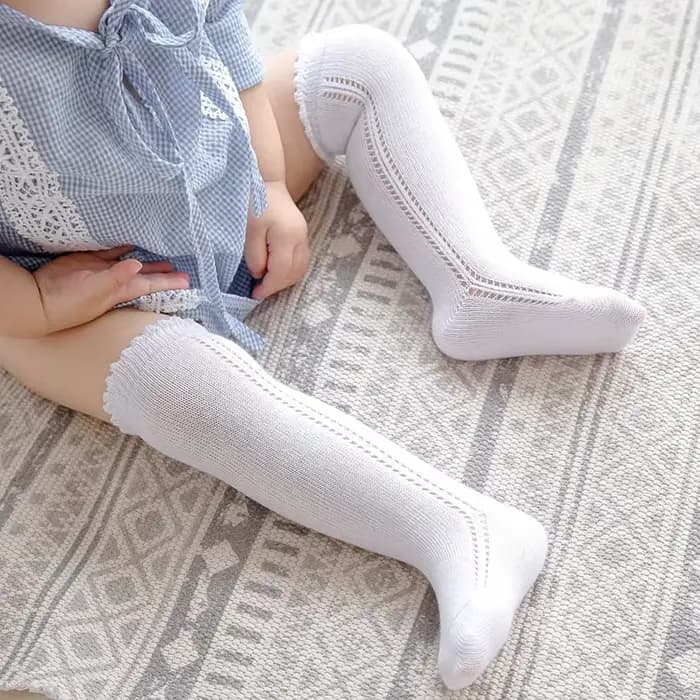 Chaussettes montantes blanches pour bébés garçons et filles, élégantes, à volants, style espagnol, p