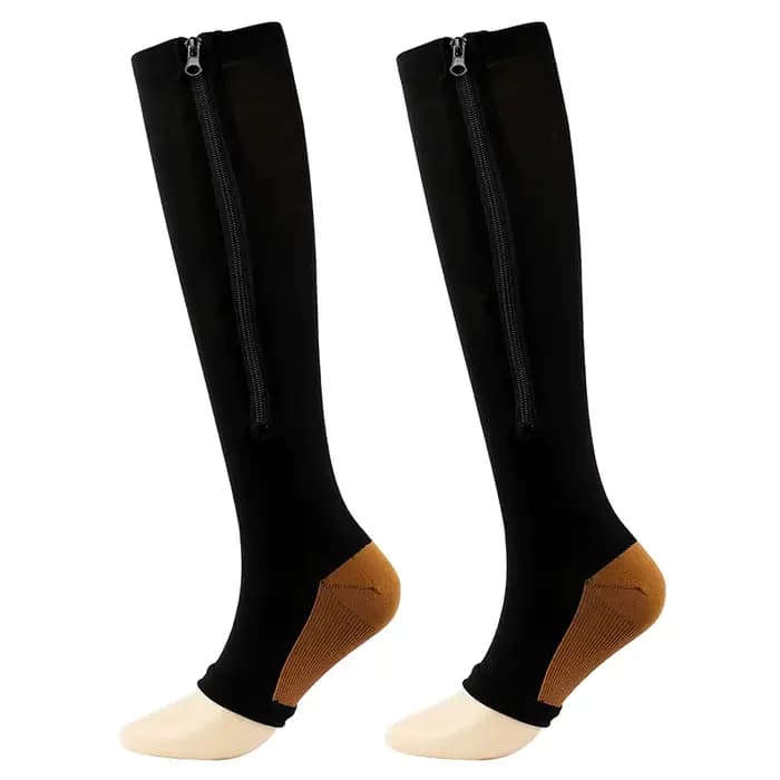 Chaussettes de compression à fermeture éclair pour femmes et hommes, chaussette de soutien au genou,