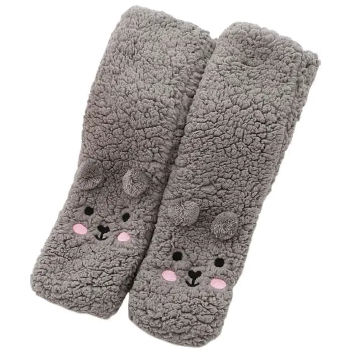 Chaussettes polaires brodées pour femmes, chaussettes de sol d'hiver, chaussettes thermiques épaisse