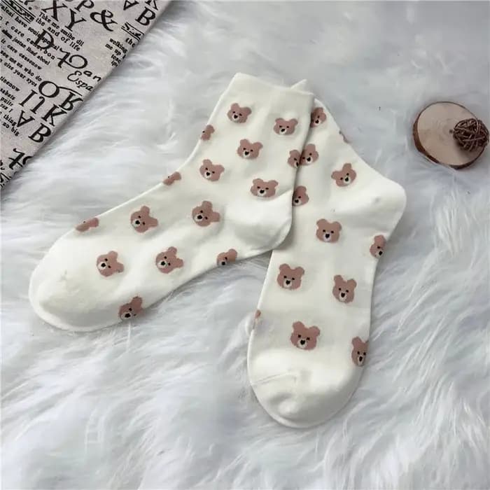 Chaussettes créatives ours brun pour femmes, tube moyen, japonais, mignon, frais, sauvage, étudiant,