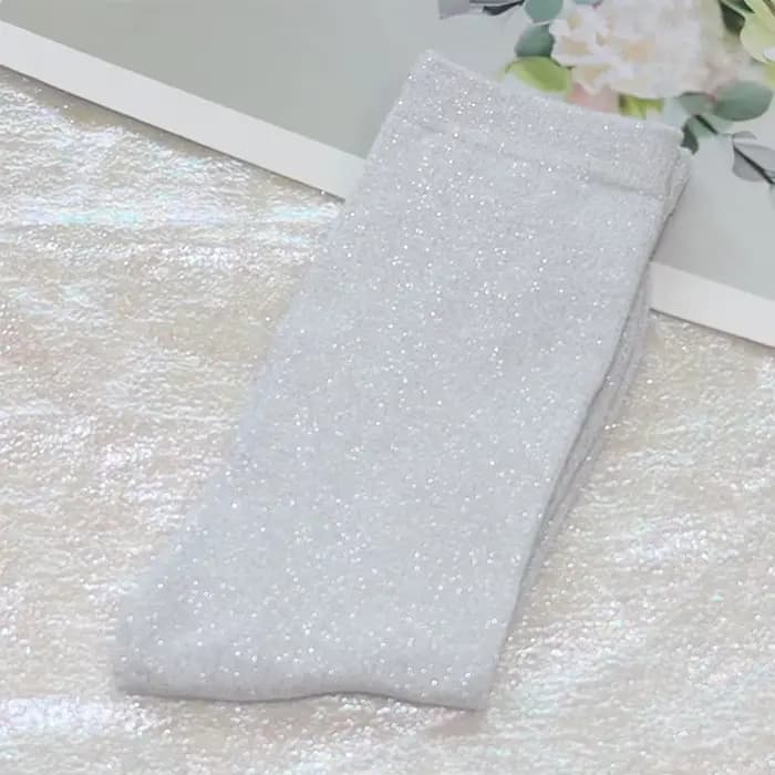 Chaussettes à paillettes couleur bonbon pour femmes, chaussettes amples en coton filigrane, bas bril