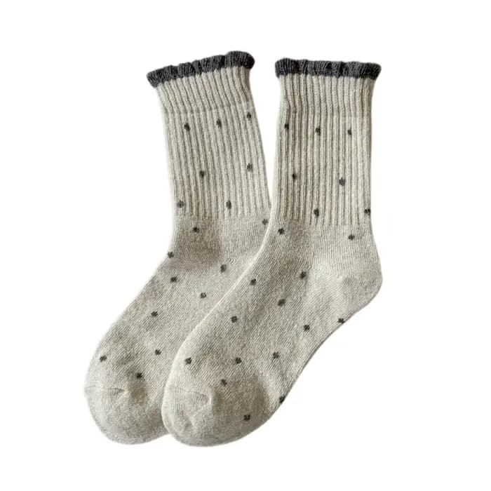 5 paires de chaussettes mi-mollet pour femmes, à pois, longues, style vintage, style dopamine, chaus
