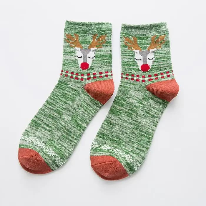 Chaussettes de Noël mignonnes pour femmes, tube moyen Elk, chaussettes en coton imprimé animal de de