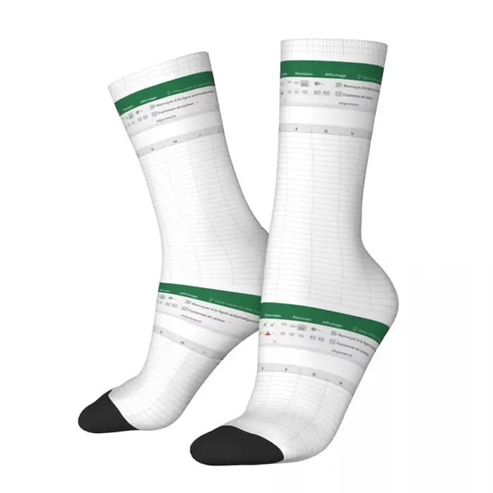 Excel – chaussettes à feuille de calcul, bas Super doux Harajuku, chaussettes longues toutes saisons