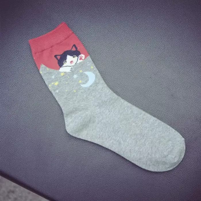 Nouveau hiver printemps chaud doux coton drôle mignon dessin animé chaton chaussettes femmes chat pa