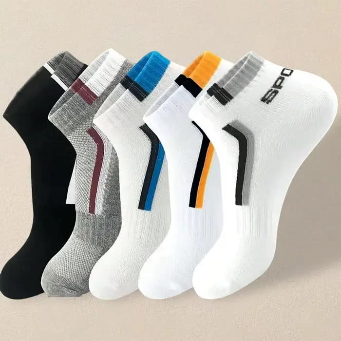 5 paires de chaussettes d'été pour hommes, tendance, simples, polyvalentes, confortables, légères, r