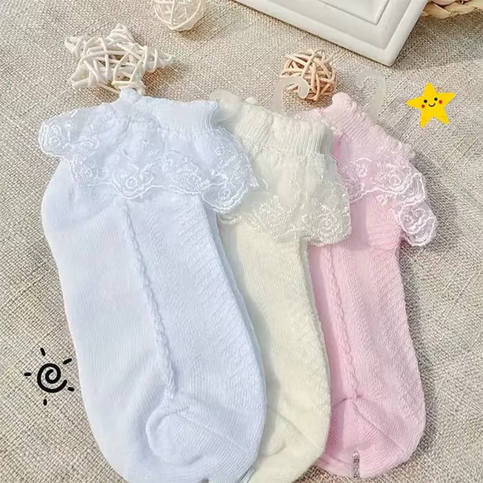 Chaussettes de danse pour filles, 4 paires, en coton, style féerique, à volants et dentelle, pour to