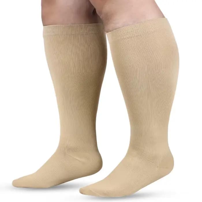 Chaussettes de Compression pour Femme et Homme, Grande Taille, 20-30 mmHg, Mollet Large, Extra Large