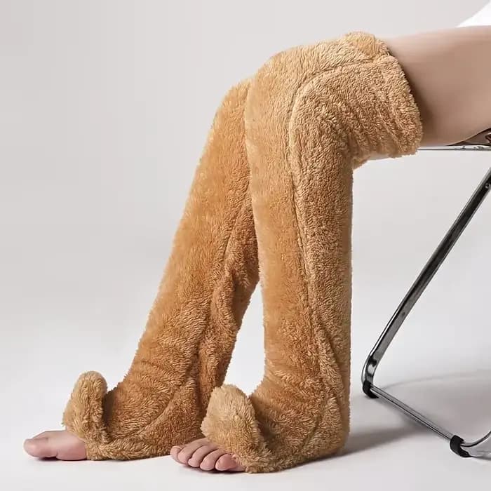 Chaussettes hautes au-dessus du genou, bas pelucheux, bottes, jambières en peluche pour bureau, salo