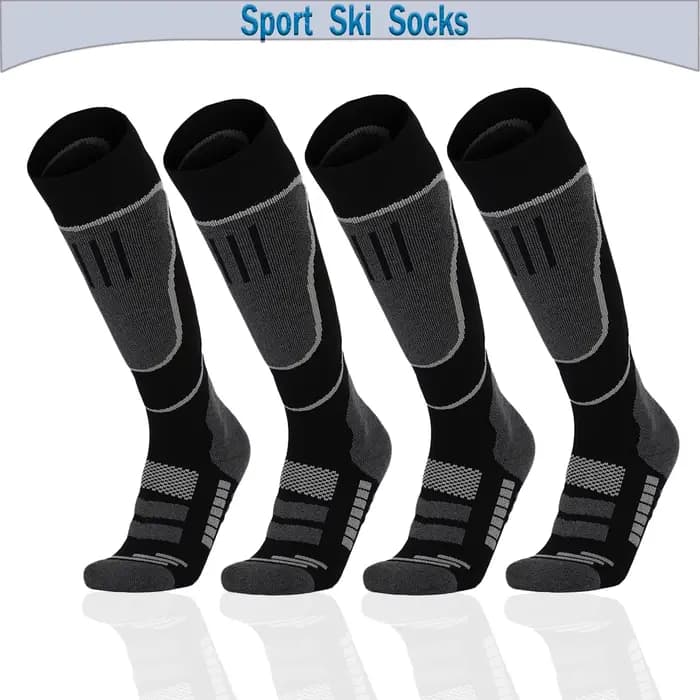 YANBIGUO 2 paires de chaussettes de Ski en laine, chaussettes chaudes thermiques jusqu'aux genoux po