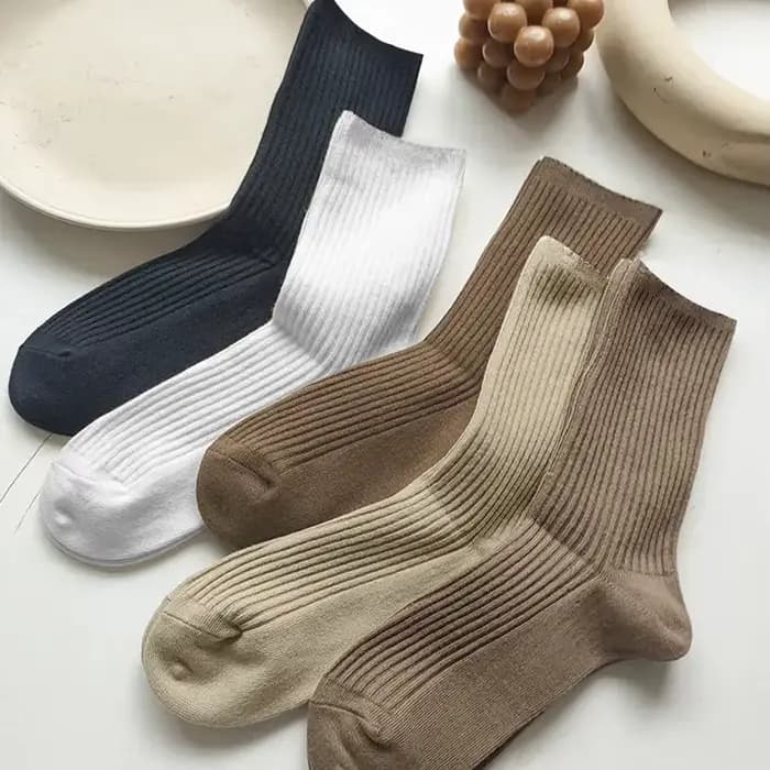 Ensemble de chaussettes à rayures de couleur unie pour femmes, chaussettes décontractées, simples, m