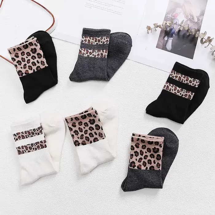 Chaussettes léopard rayées pour femmes, chaussettes de Noël drôles pour femmes, style automne et hiv