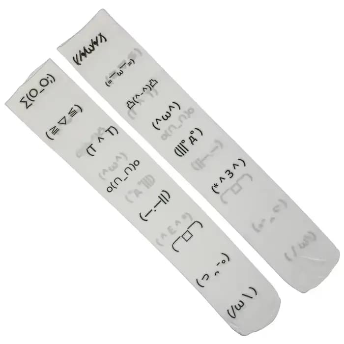 Kawaii chaussette Expression blanc Graffiti lettre imprimer chaussettes longues Harajuku sur genou c