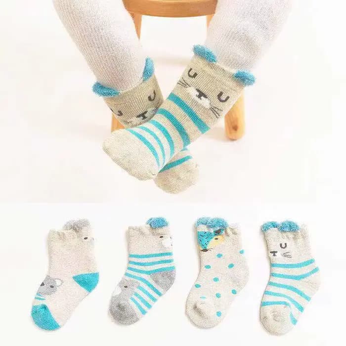 Chaussettes éponge épaisses et chaudes pour bébés, chaussettes à tube moyen, dessin animé mignon, no