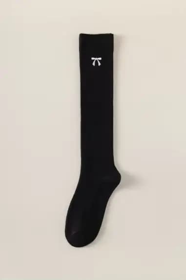 Chaussettes Tube longues brodées avec nœud papillon pour femmes, élégantes, hautes, amincissantes, e