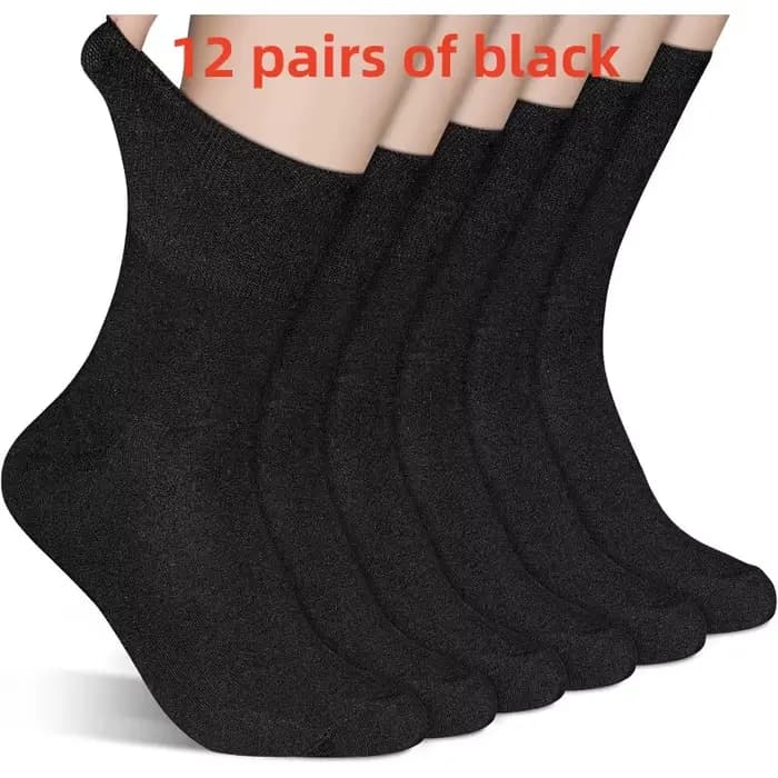 12 paires de chaussettes pour diabétiques, avec poignets élastiques, dessus sans liaison, design ext