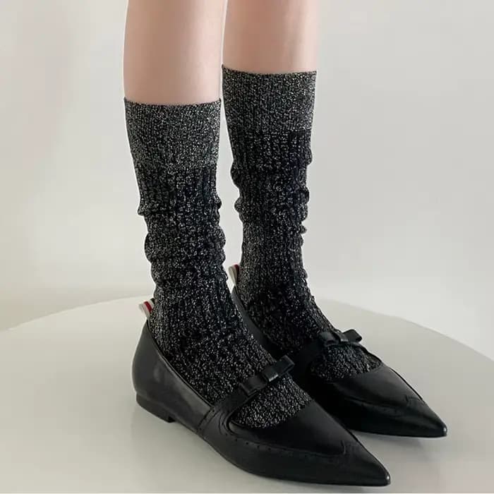 Chaussettes longues scintillantes pour femmes, bas brillants pour femmes, chaussettes fines d'été, o
