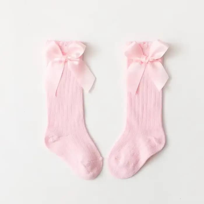 Chaussettes à gros nœud pour bébé, accessoires pour enfants, nouveau-né, couleur unie, bas mi-hauteu