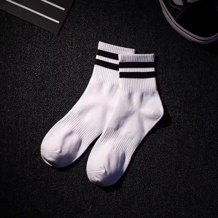 Vintage deux rayures sport coton hommes cheville chaussettes Streetwear Skate Hiphop athlétique blan