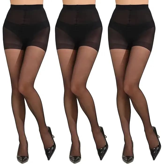 3 paires de collants 20D pour femmes avec haut de contrôle et orteils renforcés