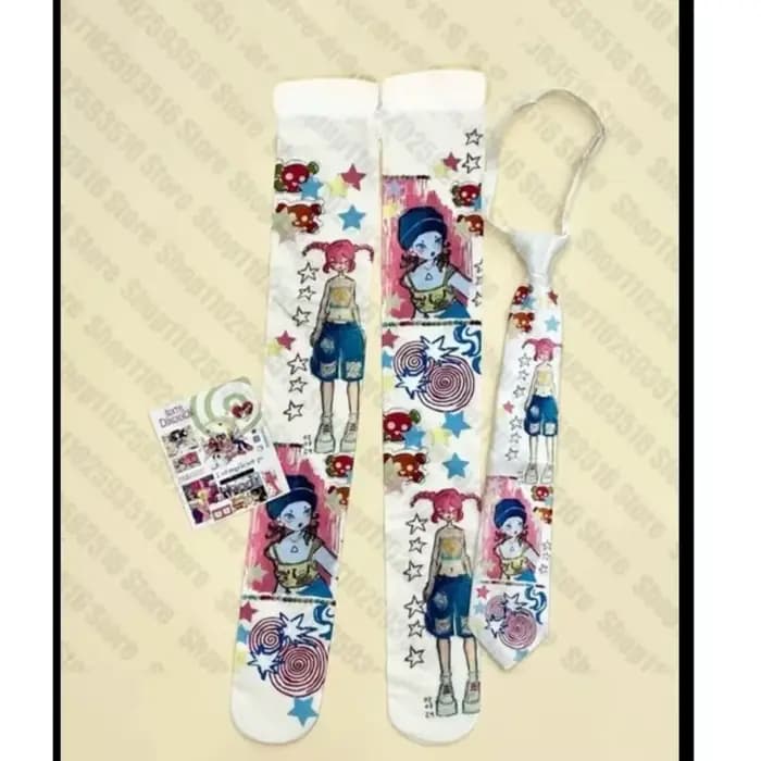 Y2k blanc Sexy sous-culture Graffiti Punk imprimé chaussettes longues Haraiuku sur le genou cuisse h