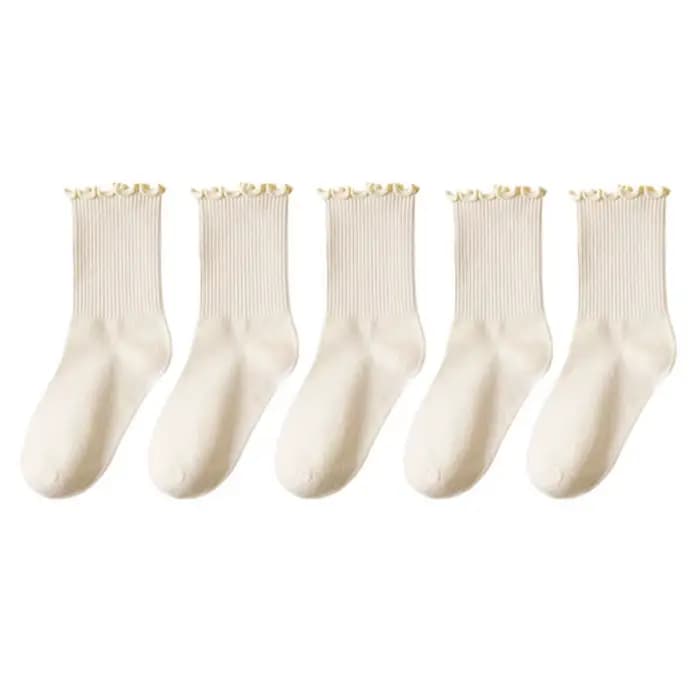Lot de 5 paires chaussettes femmes en lot chaussettes blanches de chaussettes à volants en coton pou