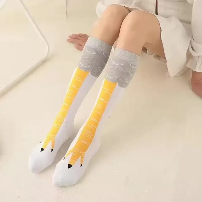 Chaussettes hautes en coton pour hommes, imprimé poulet 3D, haute flexibilité, dessin animé, Cosplay