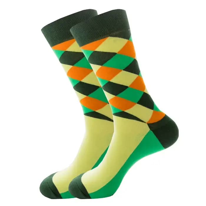 Chaussettes amusantes pour hommes, Hip Hop, qualité, motif diamant à carreaux, Argyle géométrique, H