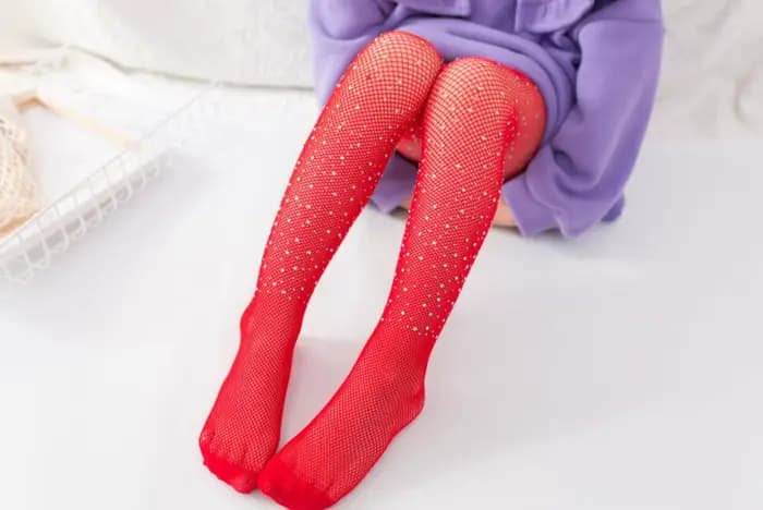 Bas en maille pour filles, collants ajourés avec strass scintillants, collants en résille à paillett