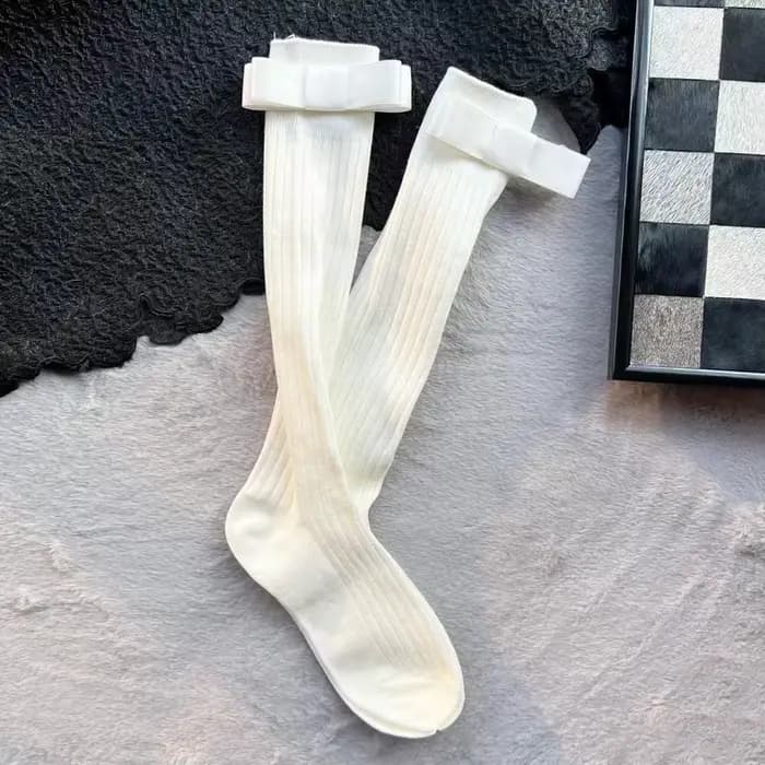 Chaussettes Hautes en Coton pour Femme, Bas Tendance, Décontracté, Style Preppy, Genou, HQ, Solide, 