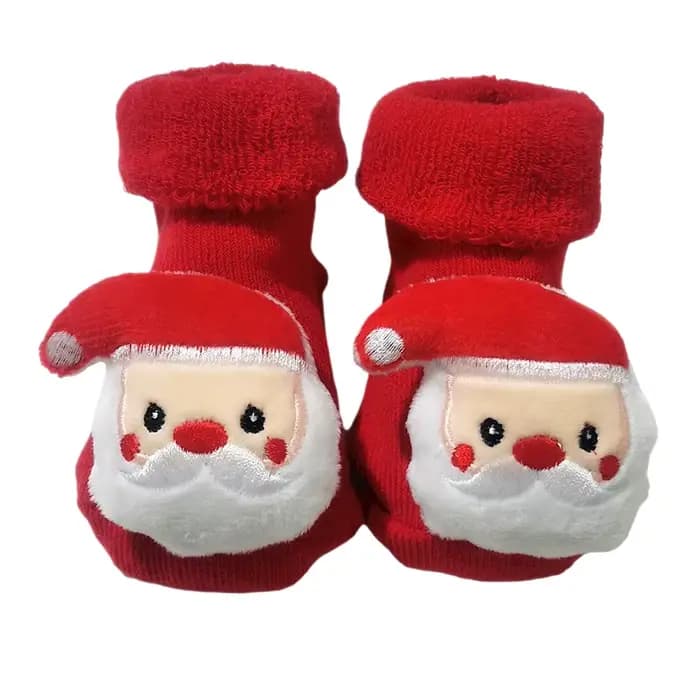 Chaussettes de Noël non ald pour tout-petits, chaussettes éponge pour bébé, père Noël rouge, décorat