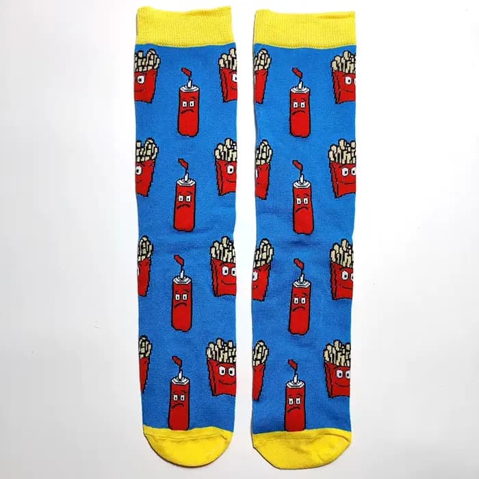 Chaussettes pour hommes tendance, motif amusant de vélo, pizza, basket-ball