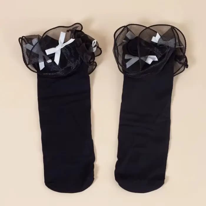 Chaussettes de mollet Lolitas pour femmes, chaussettes à nœud de ballet doux, uniforme JK, chaussett