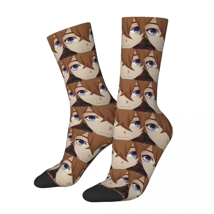 Chaussettes fantaisie pour hommes et femmes, Childe Tartaglia Face Meme, Genshin Impact, haute quali