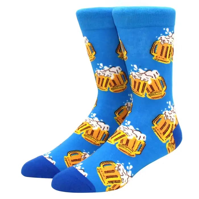 1 paire de chaussettes de bière pour hommes et femmes, arc-en-ciel coloré, skateboard, cochon rayé, 